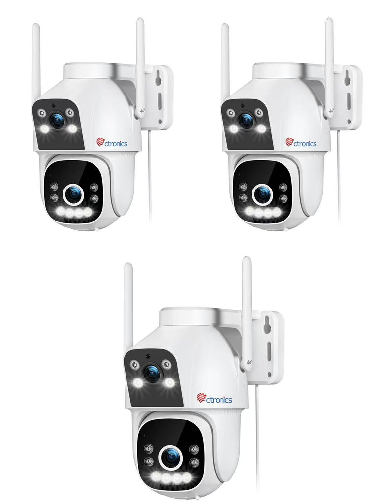 ctronics 4G LTE Überwachungskamera mit SIM Karte Ausse【Dual-Objektiv-Verknüpfung】PTZ, KI-Erkennung,Alarm/PC/24*7/IP66 - de.ctronics