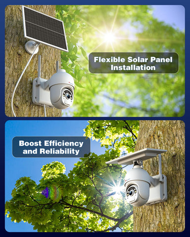 Ctronics 5MP Überwachungskamera Aussen mit 6W Solarpanel, Farbige Nachtsicht mit Spotlight, Solar WLAN Kamera Über PC/Smartphone