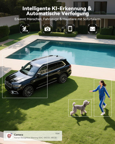 Ctronics 4K 8MP Überwachungskamera Aussen WLAN, PTZ Kamera Outdoor mit Personen/Fahrzeug/Tiererkennung, 2,4/5GHz WLAN, 4K Farbnachtsicht