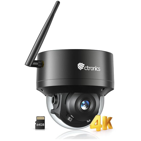 【Kostenlose 64G SD-Karte】Ctronics 4K 8MP Überwachungskamera Ausen WLAN, Erkennung von Personen/Fahrzeugen/Tieren, UHD IR Nachtsicht, Decke/Wand