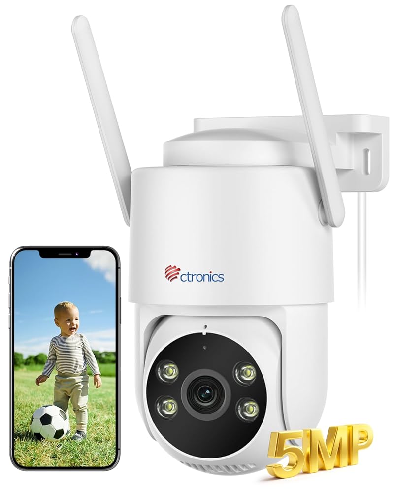 Ctronics 5MP Outdoor Überwachungskamera Aussen WLAN, 5GHz/2,4GHz Dualband mit Personen/Fahrzeug/Tiererkennung