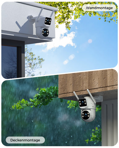 Ctronics Dual-Lens PTZ Überwachungskamera, 2.4/5Ghz WiFi NVR, CCTV Außenkamera, Unterstützt PC/Tablet/Handy