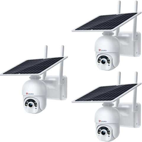 Ctronics 5MP Überwachungskamera Aussen mit 6W Solarpanel, Farbige Nachtsicht mit Spotlight, Solar WLAN Kamera Über PC/Smartphone