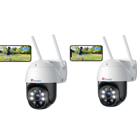 Ctronics 5MP Überwachungskamera Aussen WLAN mit 2.4GHz/5GHz WiFi PTZ 2560x1920P IP Kamera