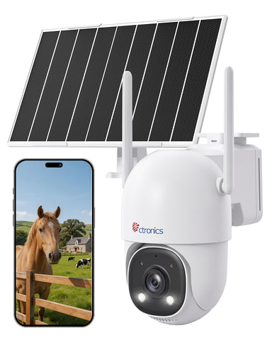 Ctronics AOV 24/7 Überwachungskamera 4G Solar, 30m KI-Tracking, PTZ, IP66 | 8W Solarpanel, 13500mAh Akku, SIM-Karte