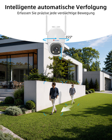 Ctronics AOV 24/7 Überwachungskamera 4G Solar, 30m KI-Tracking, PTZ, IP66 | 8W Solarpanel, 13500mAh Akku, SIM-Karte