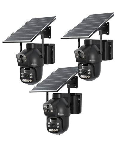 Ctronics 4G LTE Überwachungskamera Außen mit SIM Karte Doppellinse, 15600mAh Akku 8W Solarpanel Kabellos Solar ，Dual PIR Personenerkennung