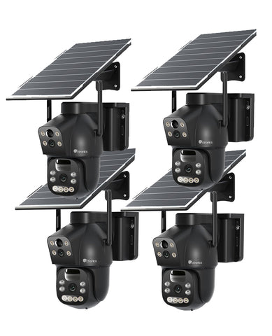 Ctronics 4G LTE Überwachungskamera Außen mit SIM Karte Doppellinse, 15600mAh Akku 8W Solarpanel Kabellos Solar ，Dual PIR Personenerkennung