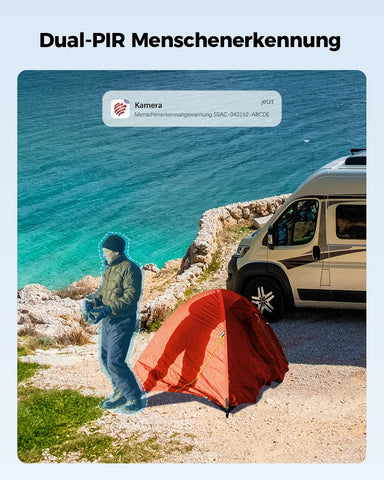 Ctronics 4G LTE Überwachungskamera Außen mit SIM Karte Doppellinse, 15600mAh Akku 8W Solarpanel Kabellos Solar ，Dual PIR Personenerkennung
