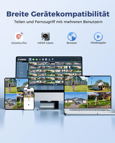 Ctronics 10X Hybrid Zoom 4K Überwachungskamera Aussen Dual-Lens,Auto Track/Personen/Fahrzeug/Tiererkennung, FTP&NVR