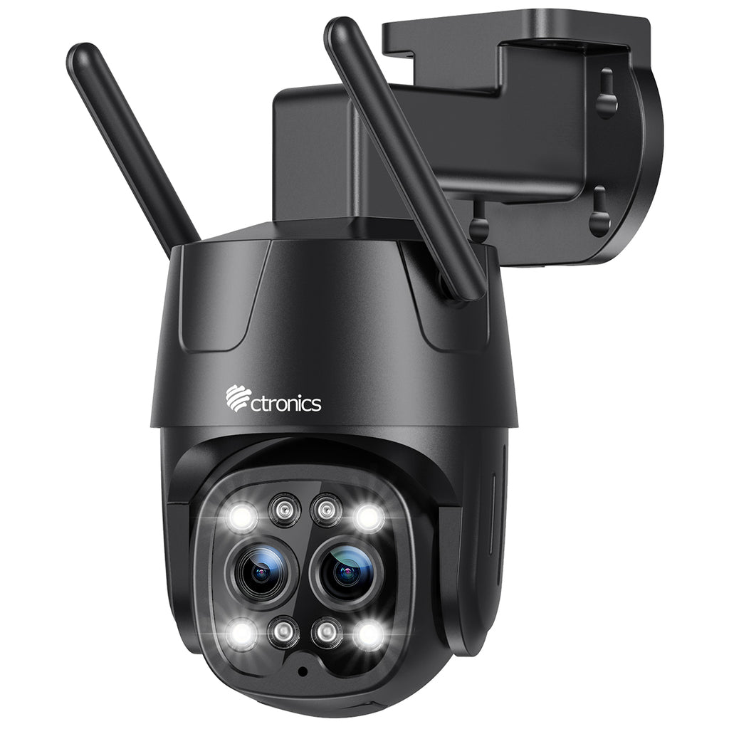 Ctronics 2K 4MP Überwachungskamera Aussen WLAN 2,4GHz/5GHz mit Dual-Objektiv, 6X Hybrid-Zoom