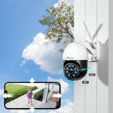 Ctronics 5MP Überwachungskamera Aussen WLAN mit 2.4GHz/5GHz WiFi PTZ 2560x1920P IP Kamera