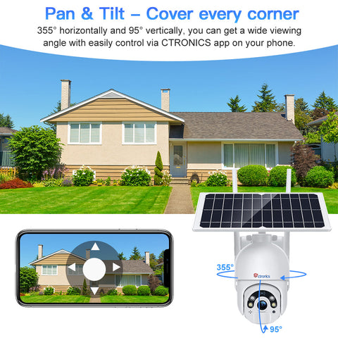 4G Solar Security Camera with PTZ and Two-Way Audio - Ctronics