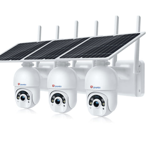 Ctronics Drahtlose Solar-Sicherheitskamera mit Farb-Nachtsicht und 10000mAh Akku